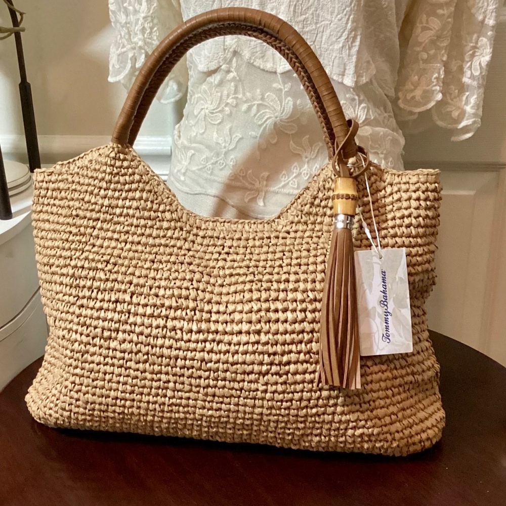 NEW Tommy Bahama Woven Straw Tote